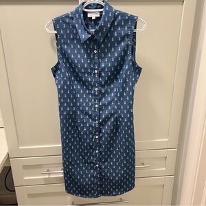 VERY UNIQUE BACK! FREE PEOPLE Simone Denim Pineapple Sleeveless Button Dress